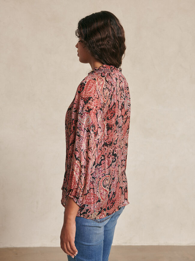 Blusa cuello nido abeja ROJO TANGO