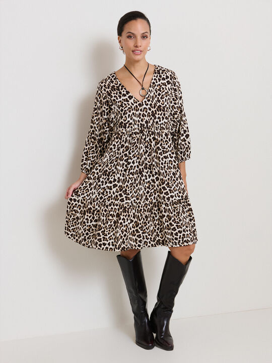 VESTIDO ESTAMPADO Negro image number null