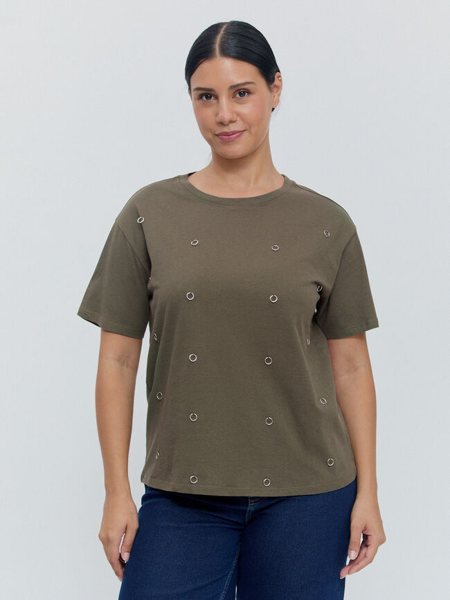CAMISETA DETALLES METALICOS verde militar