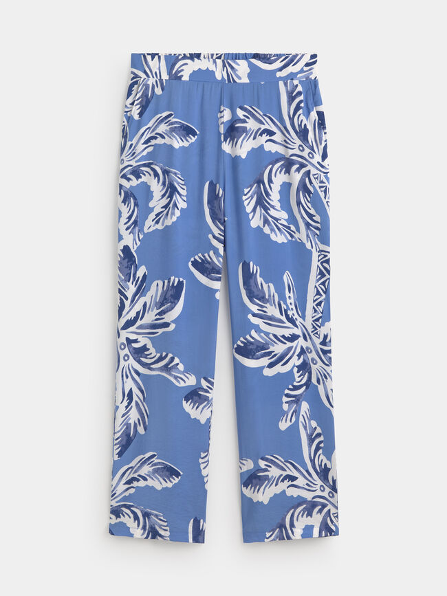 PANTAL&Oacute;N ANCHO ESTAMPADO Azul Chambray