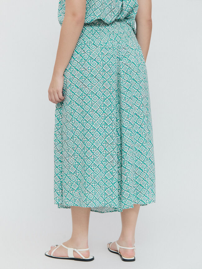 Falda pantalón estampada Turquesa Oscuro