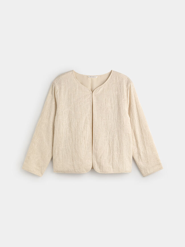 CHAQUETA BORDADO FLOR Beige