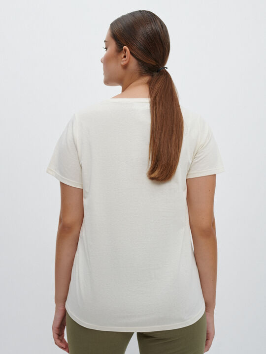 Camiseta algodón estampada Crudo image number null