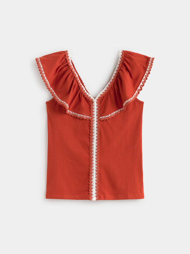 CAMISETA VOLANTE PUNTILLA Teja