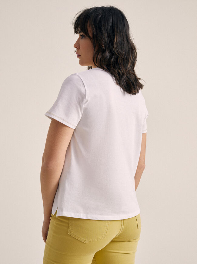 Camiseta manga corta gráfico flores Blanco Optico