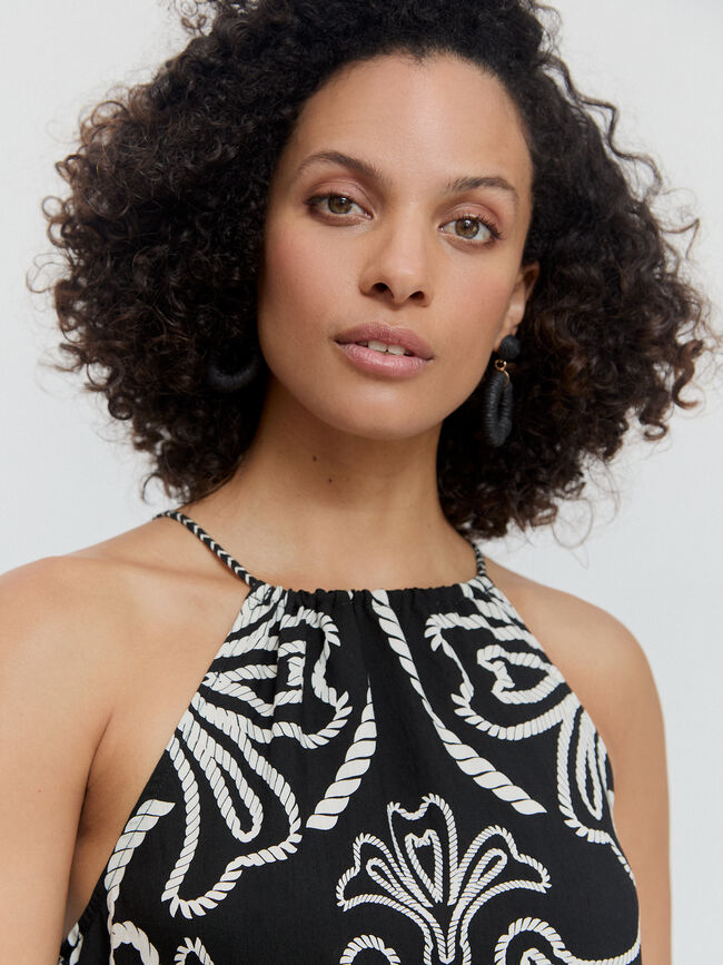 VESTIDO CUELLO HALTER Negro