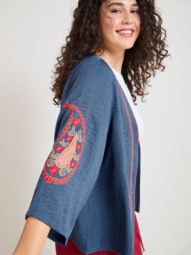 KIMONO ESTRUCTURA BORDADO Azul Marino