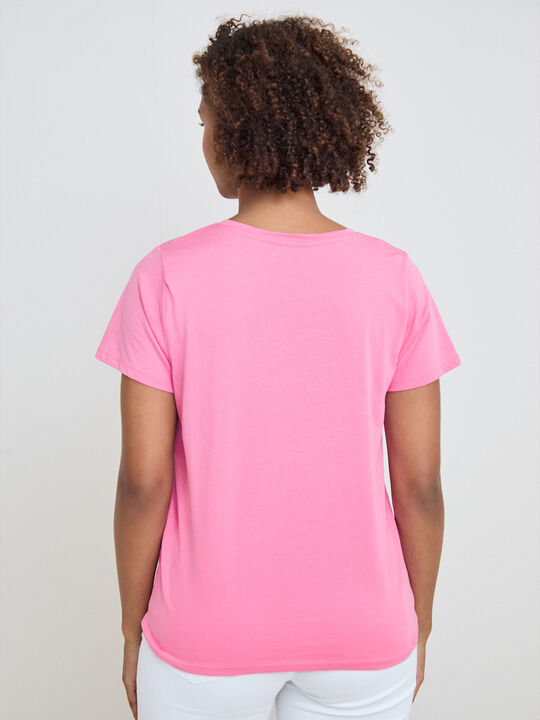CAMISETA NARANJAS FLORES Rosa Chicle image number null