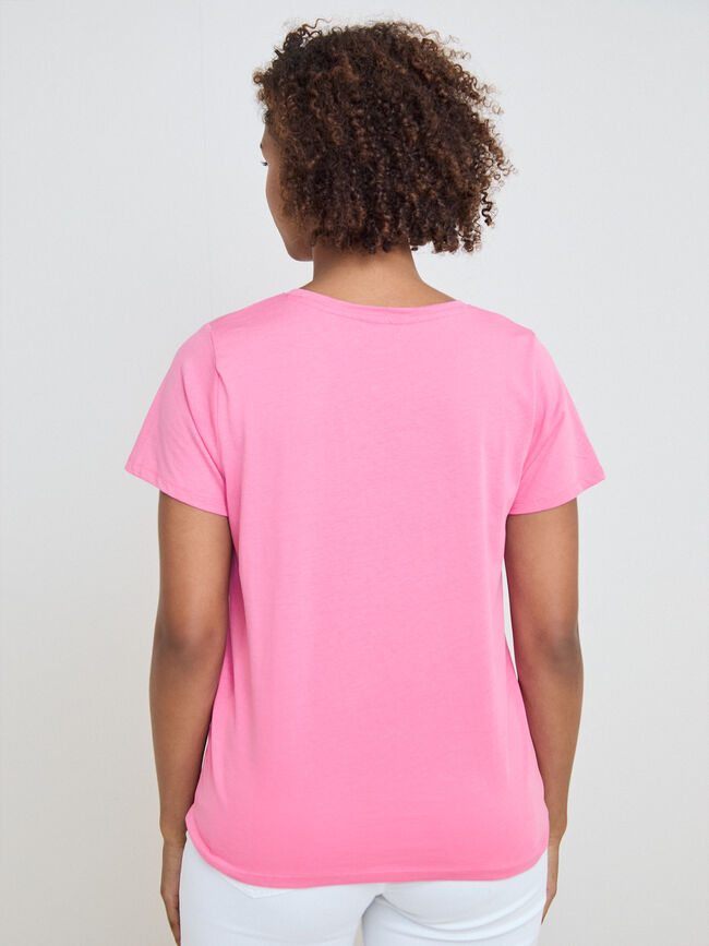CAMISETA NARANJAS FLORES Rosa Chicle