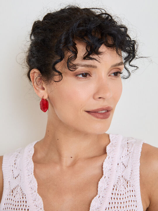 PENDIENTES TRENZADO POLIPIEL Rojo Flama image number null