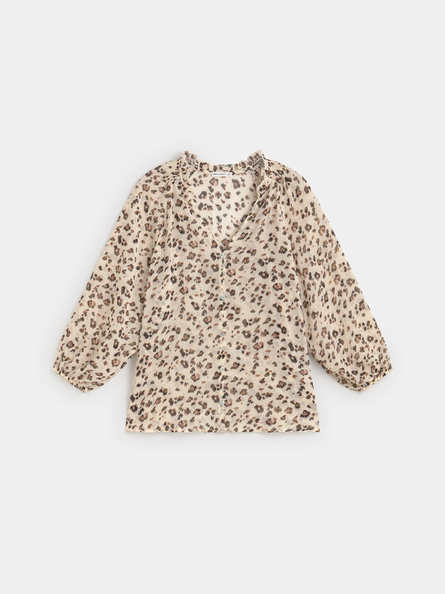 BLUSA FLUIDA LEOPARDO Blanco