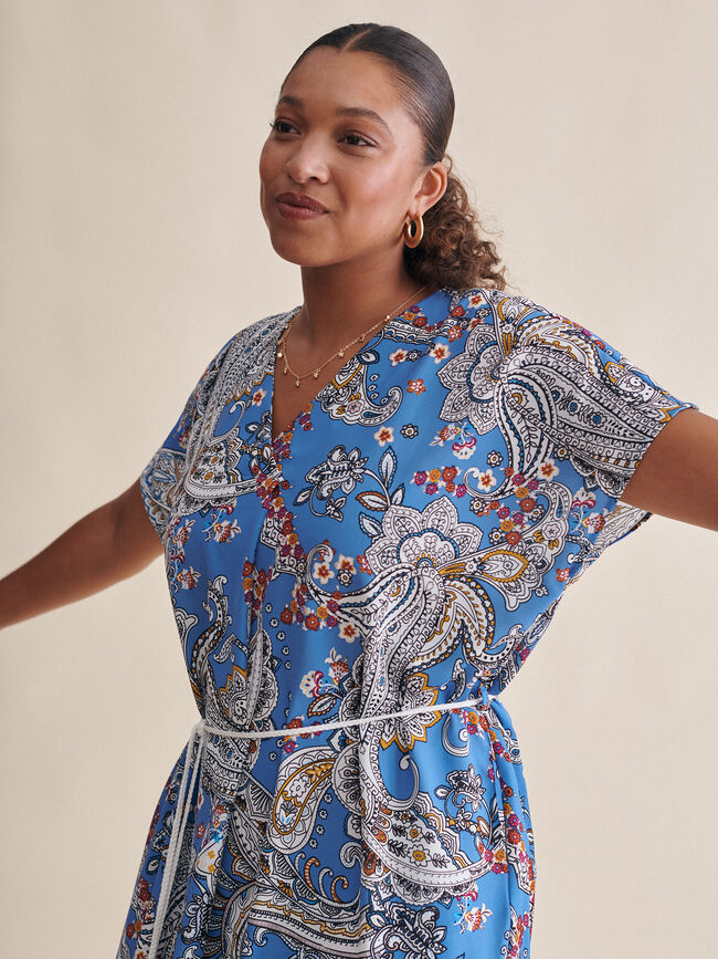 Vestido túnica estampado Crudo