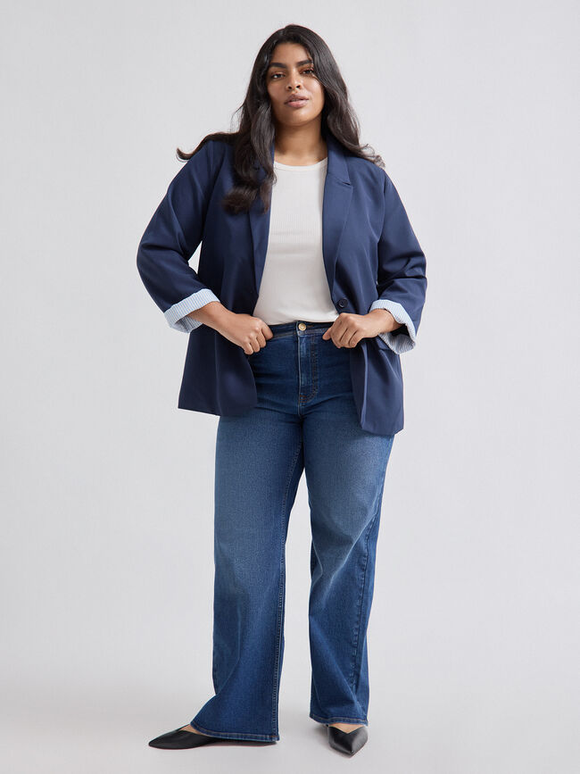 BLAZER PUÑO RAYAS marino claro
