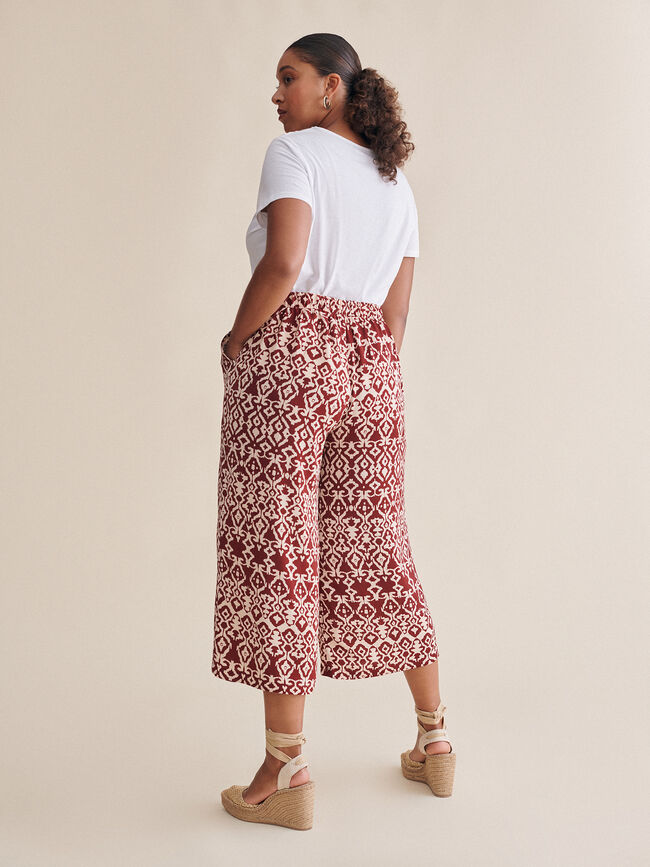 Pantalon Culotte estampado étnico Crudo