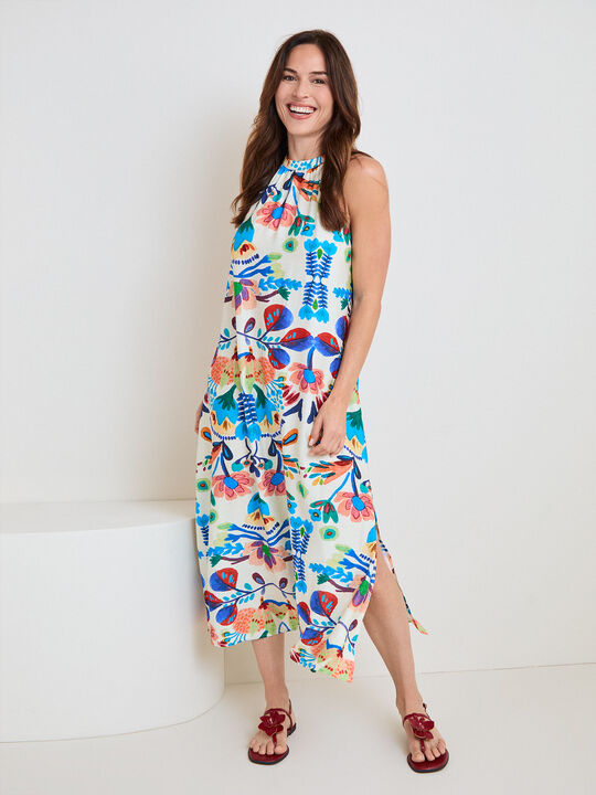 VESTIDO HALTER ESTAMPADO Crudo image number null