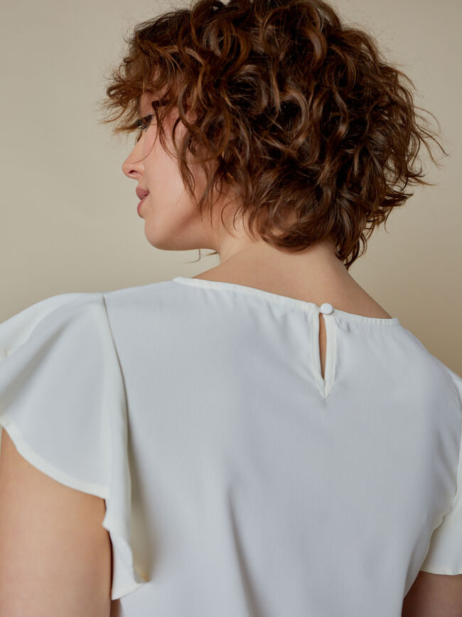 blusa manga volante Blanco Hueso