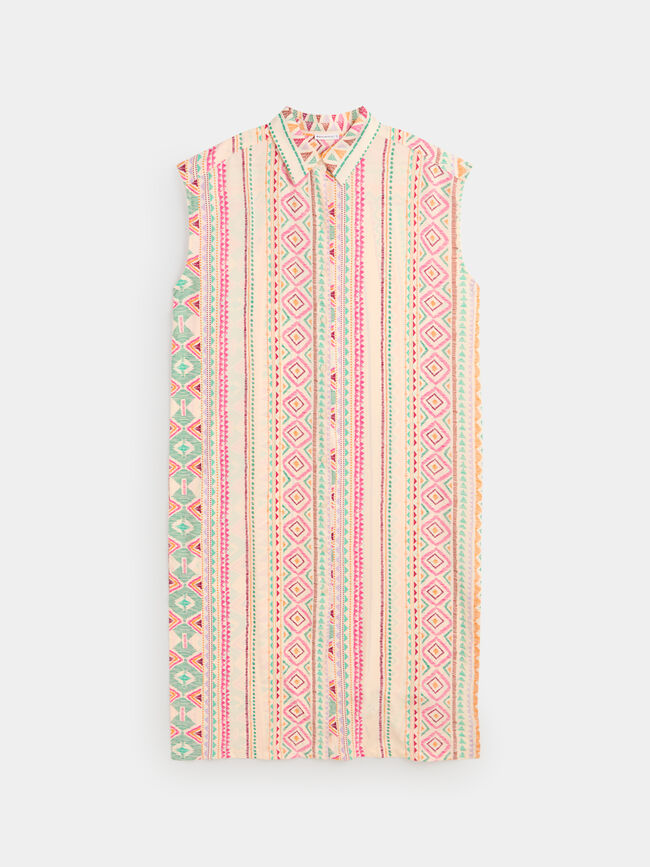 Vestido camisero estampado Crudo
