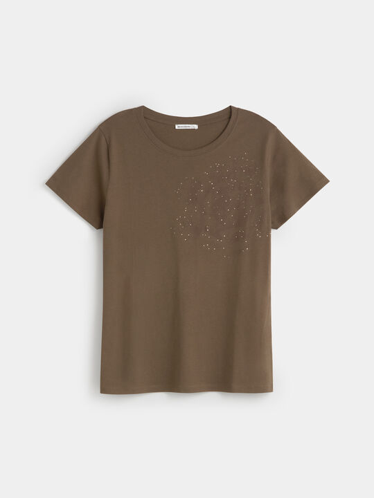 CAMISETA FLOR BRILLANTE Marron image number null