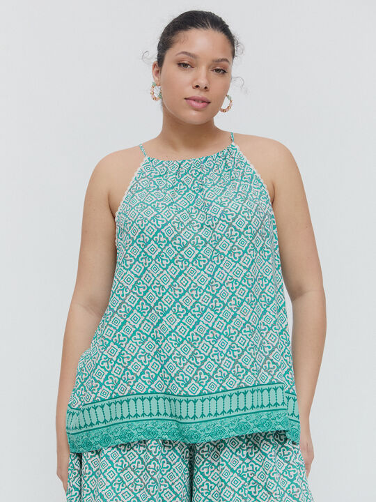 TOP HALTER ESTAMPADO Turquesa Oscuro image number null