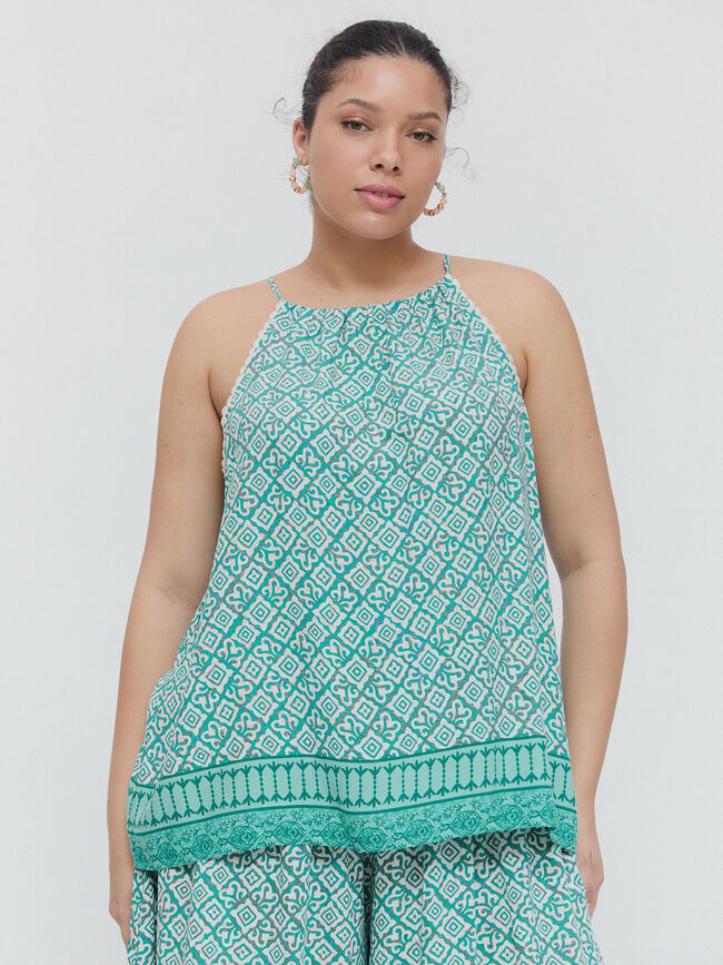 TOP HALTER ESTAMPADO Turquesa Oscuro