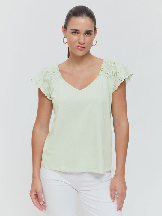 CAMISETA ESCOTE CORAZÓN Verde Agua Clar image number null