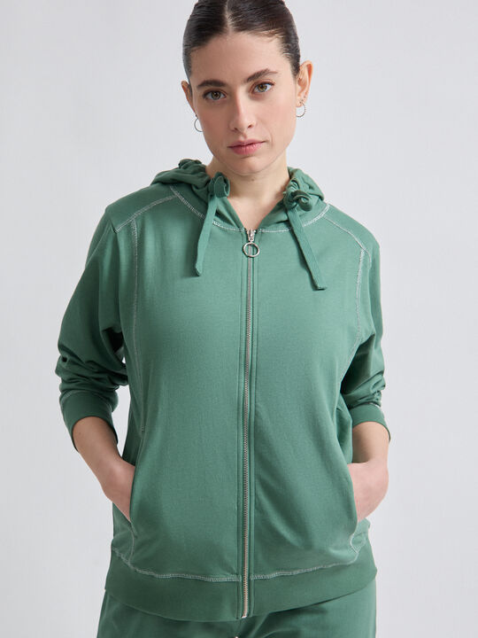 SUDADERA DETALLE BRILLO Verde Viridian image number null