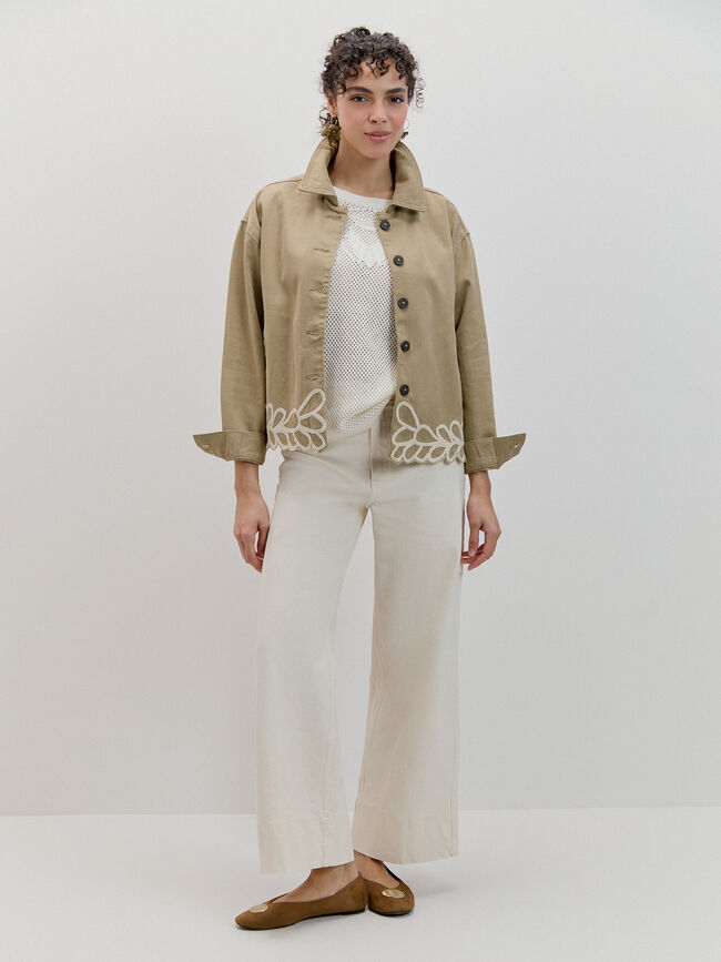 CHAQUETA BORDADA Kaki