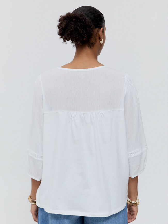 CAMISETA BIMATERIA Blanco Optico