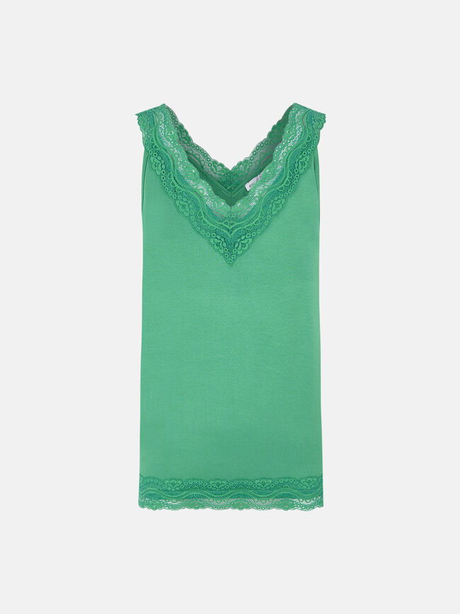 Top detalle bordado en escote Verde Brillante
