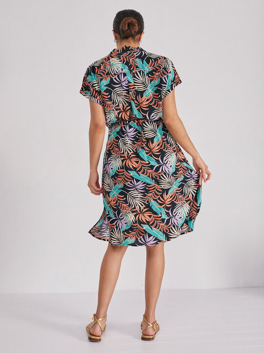 Vestido camisero estampado naranja barro image number null