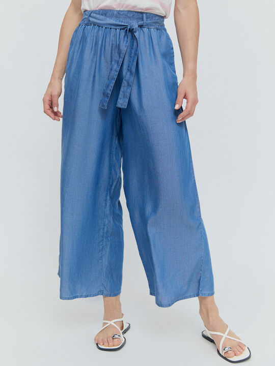 PANTALON CULOTTE CINTURON Mid blue image number null