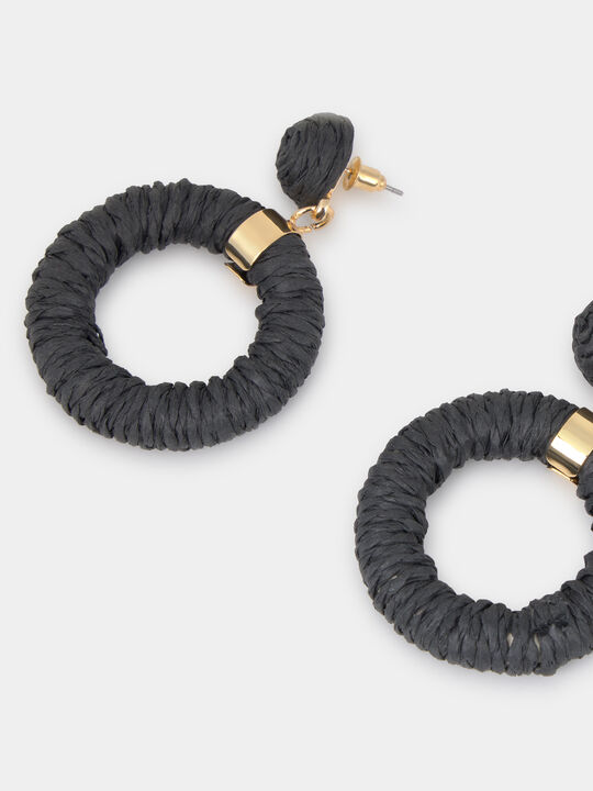 PENDIENTES RGRANDES RAFIA Negro image number null