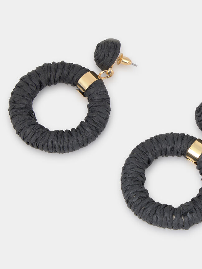 PENDIENTES RGRANDES RAFIA Negro