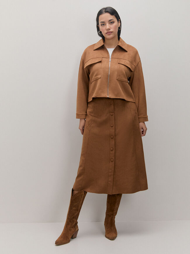 CHAQUETA ANTELINA CREMALLERA Almendra
