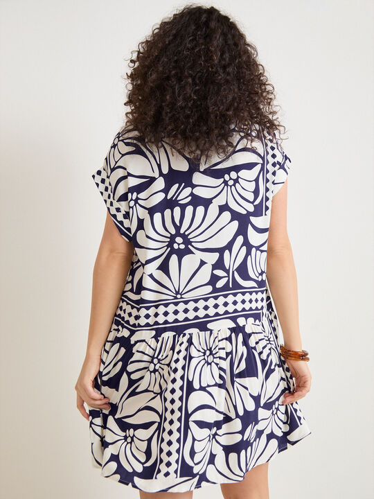 VESTIDO CORTO ESTAMPADO Azul Riviera image number null