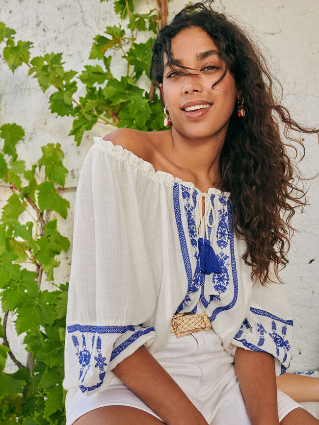 BLUSA BORDADOS TEXTURA Blanco Optico