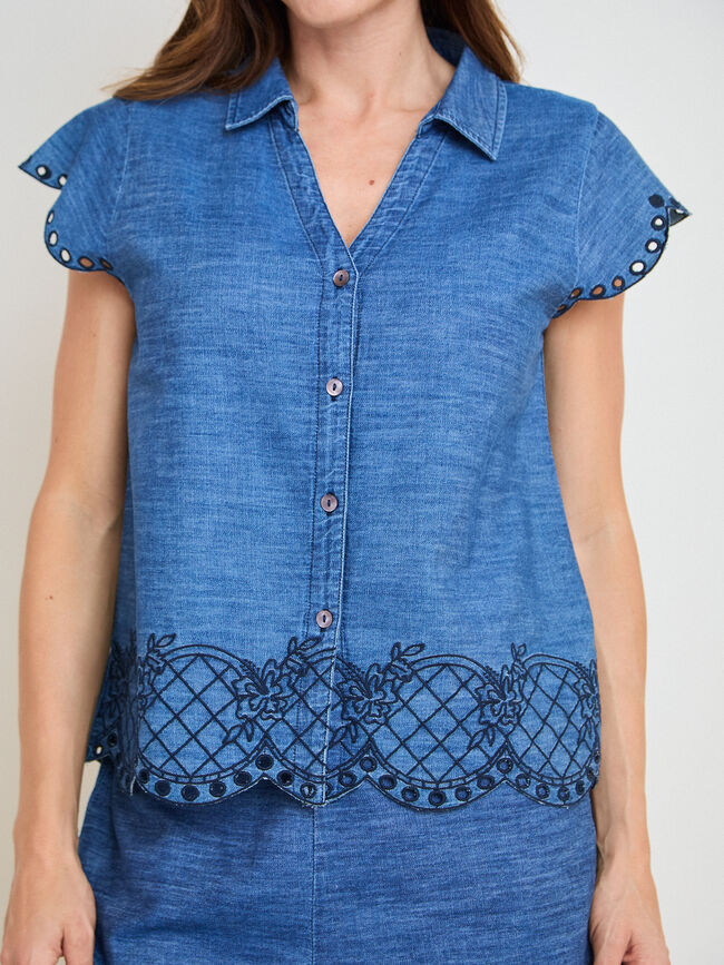 CAMISA VAQUERA TROQUELADA Dark blue