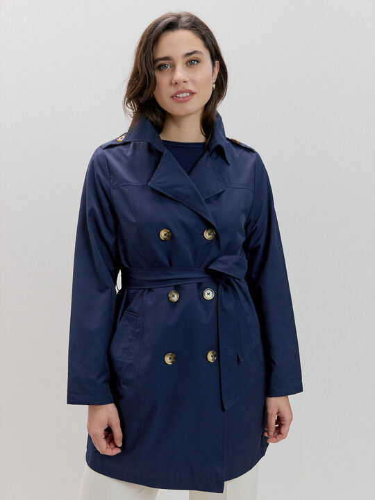 GABARDINA LARGA BOTONES Azul Marino image number null