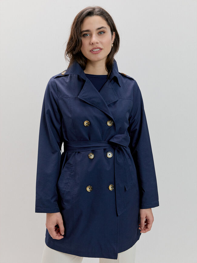 GABARDINA LARGA BOTONES Azul Marino