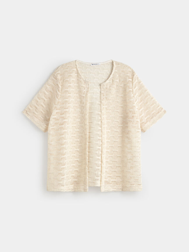 CHAQUETA ABIERTA TEXTURA Blanco Hueso