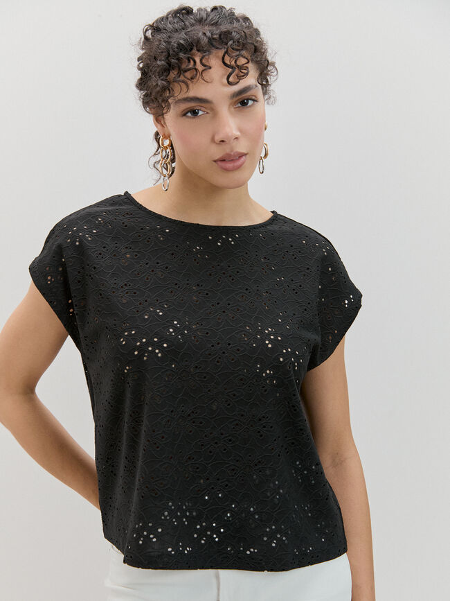 CAMISETA EYELET SISADA Negro