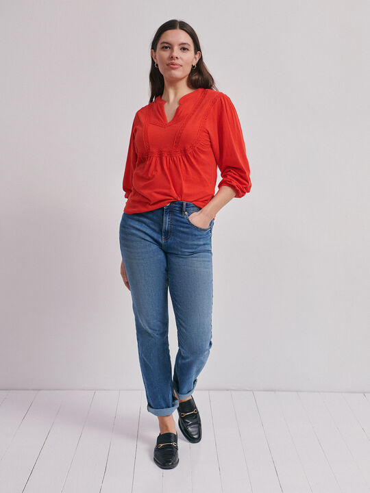 CAMISETA BORDADA Rojo Tomate image number null