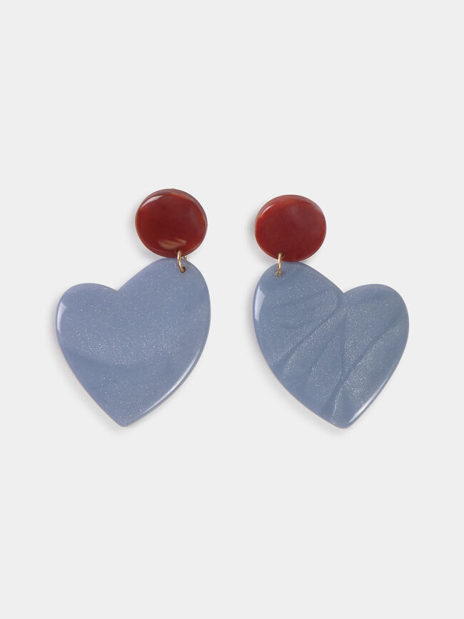 PENDIENTES PIEDRA CORAZ&Oacute;N Azul Grisaceo