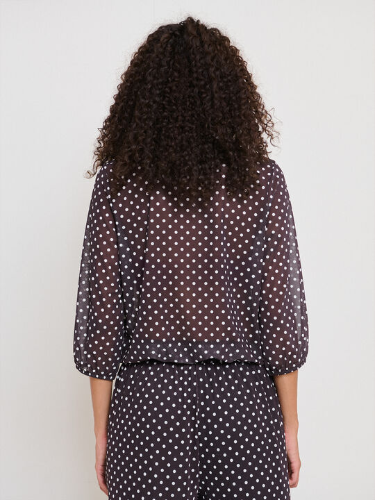 BLUSA TUL TOPOS GLOBO Marron image number null