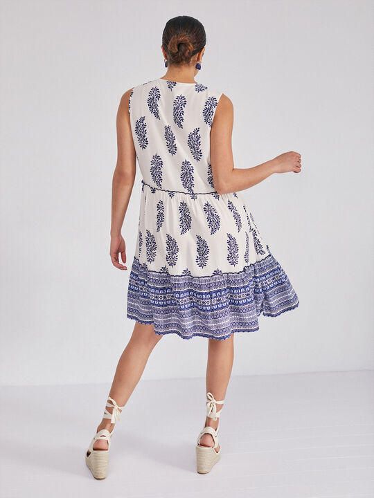 Vestido estampado volante Beige image number null