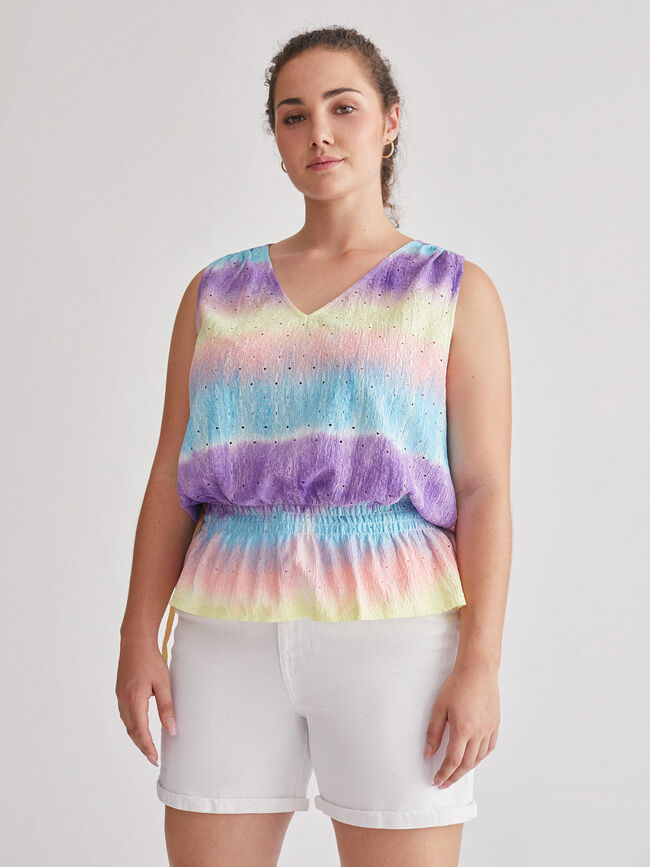 Top tie dye detalle cintura Amarillo Pastel