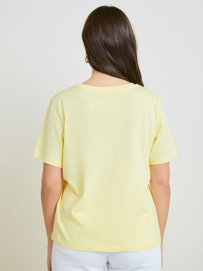 CAMISETA MARIPOSAS BORDADAS Amarillo Pastel