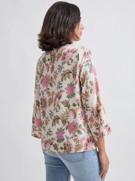 BLUSA FLUIDA ESTAMPADA Blanco Hueso image number null