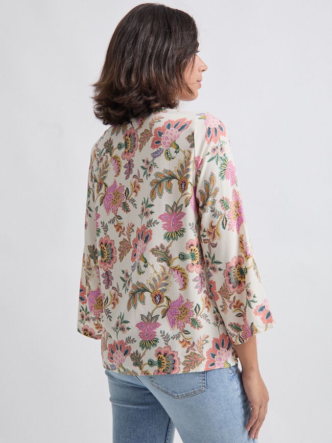 BLUSA FLUIDA ESTAMPADA Blanco Hueso