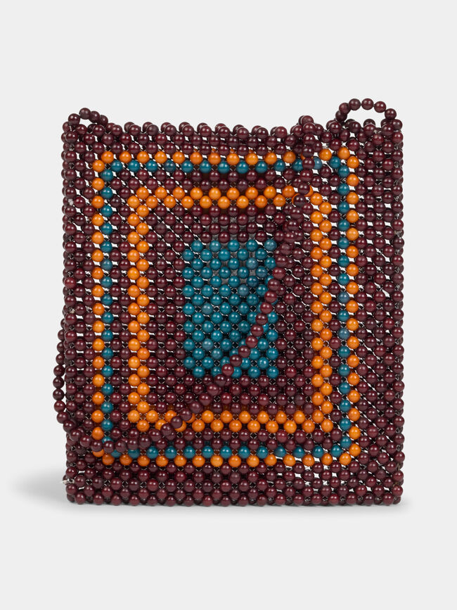 Bolso abalorios Marron Claro